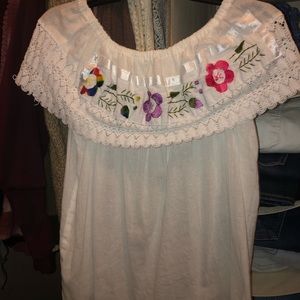 Embroidered Off-Shoulder Mexican Blouse